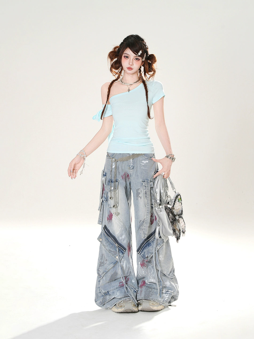 Off Shoulder Short Sleeve Slim Fit Top