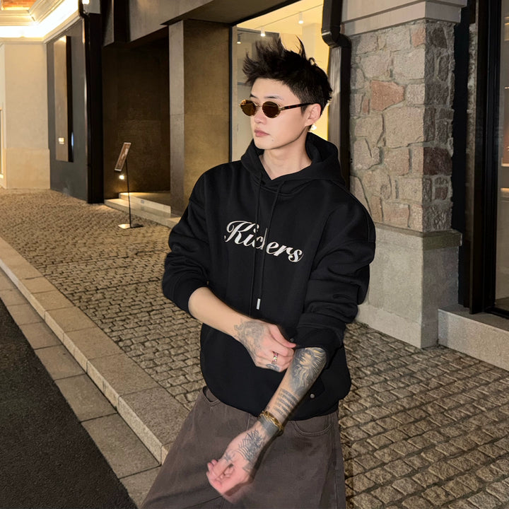 Letter Embroidery Hooded Sweatshirt