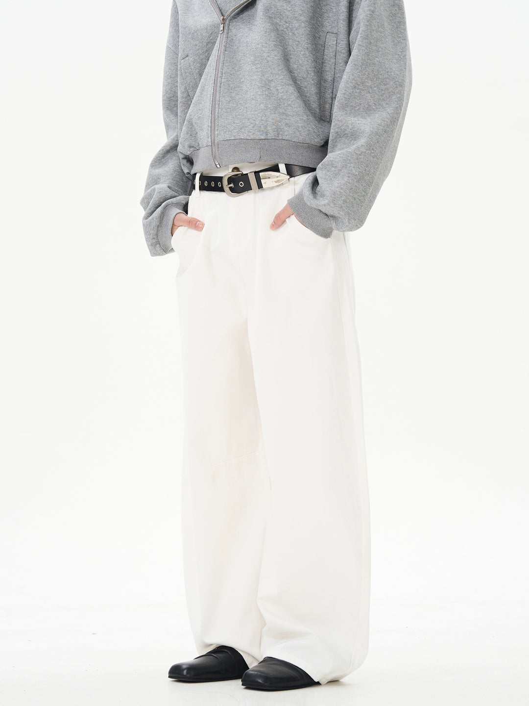 White Wide-leg Straight Jeans