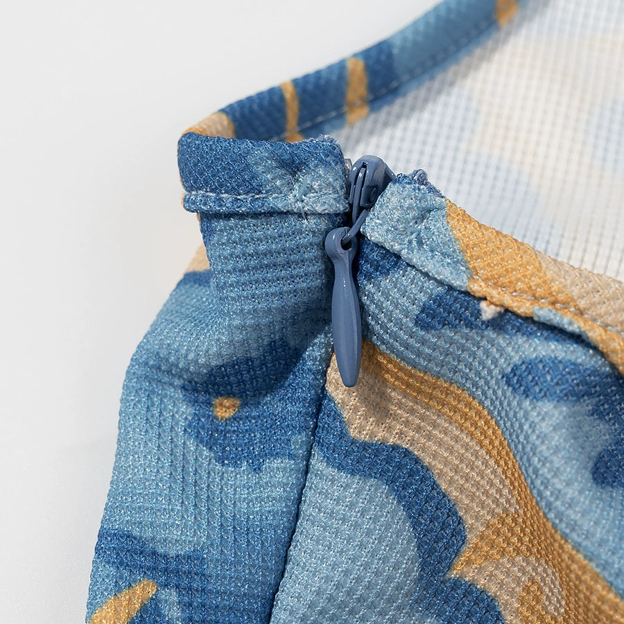 فستان صيفي بلا أكمام بتصميم شراشيب مطبوعة