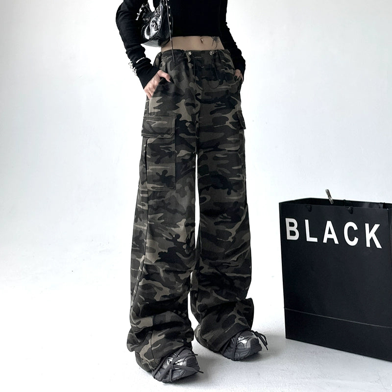 Camouflage Loose Fit Cargo Denim Pants