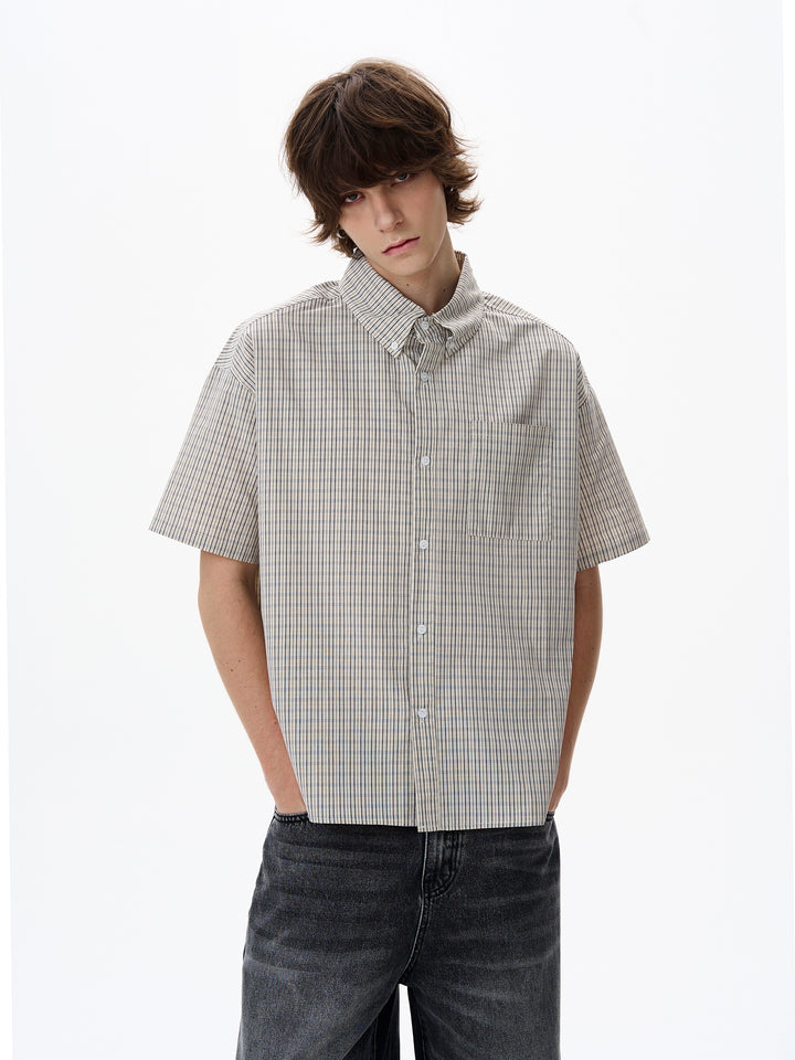 Plaid Short Sleeve Button-Up Shirt