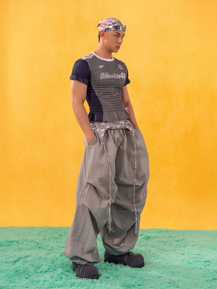 Pleated Slim Fit Short Sleeve Pullover