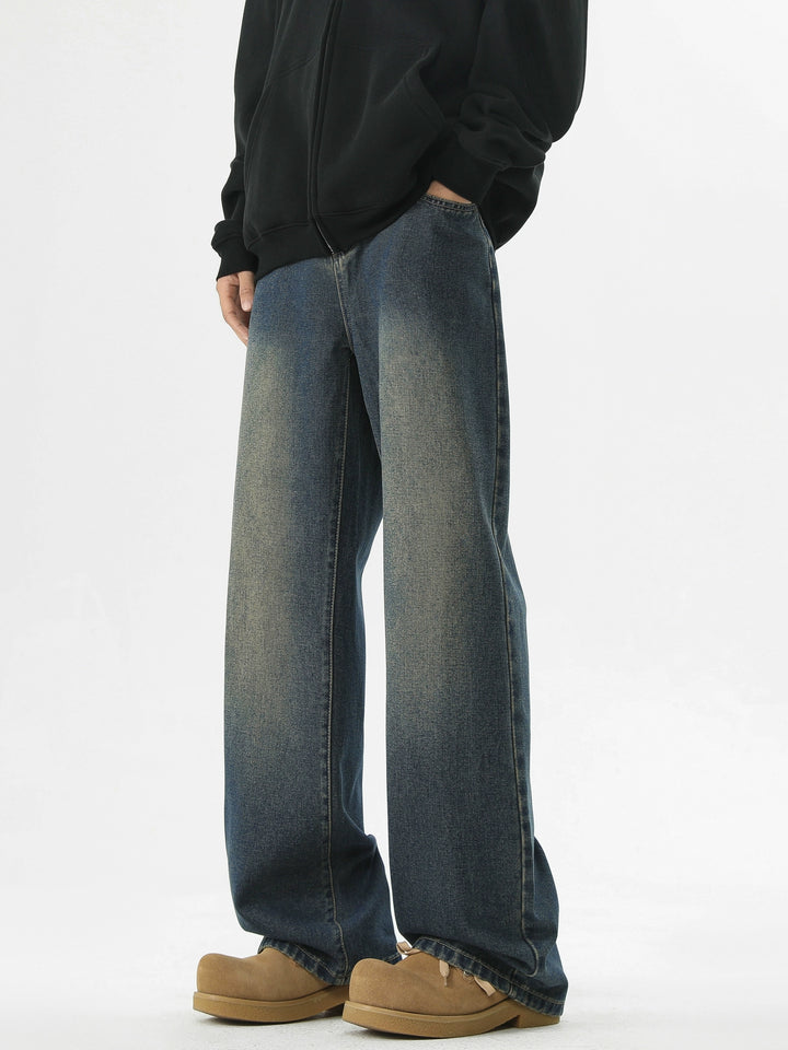 Distressed Washed Wide Leg Jeans
