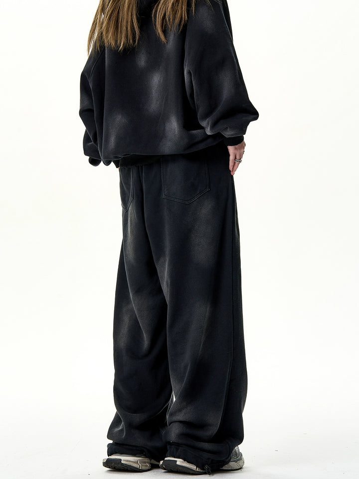 Bred Beina Vaskede Grafiske Sweatpants
