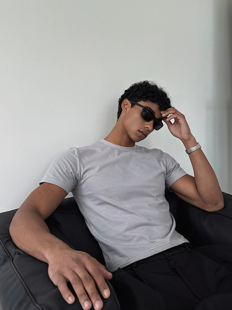 Slim Fit Round Neck Short Sleeve Pullover