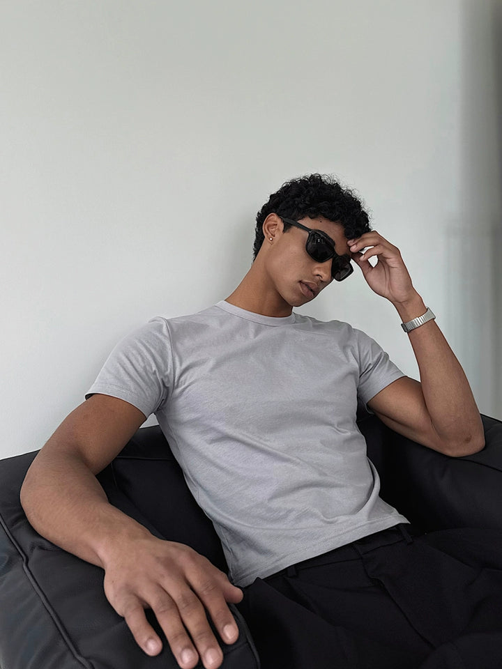 Slim Fit Round Neck Short Sleeve Pullover