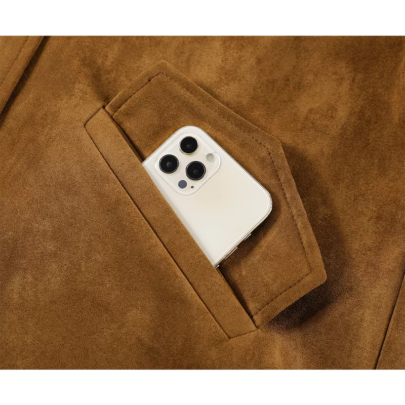 Suede Stand Collar Loose Fit Jacket