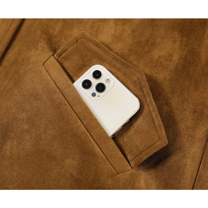 Suede Stand Collar Loose Fit Jacket