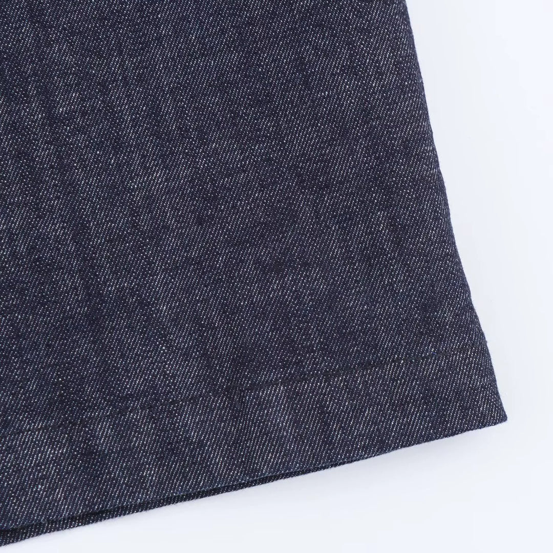 ノースリーブ ベルト付き デニム ミディドレス