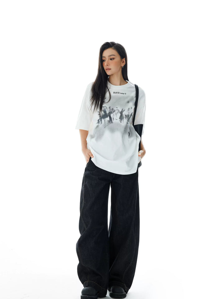 レトログラフィックプリントショートスリーブTシャツ
