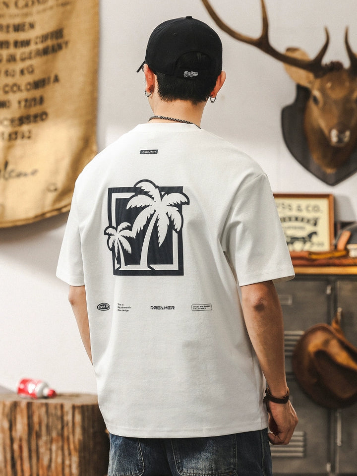 레트로 팜 트리 그래픽 루즈 풀오버