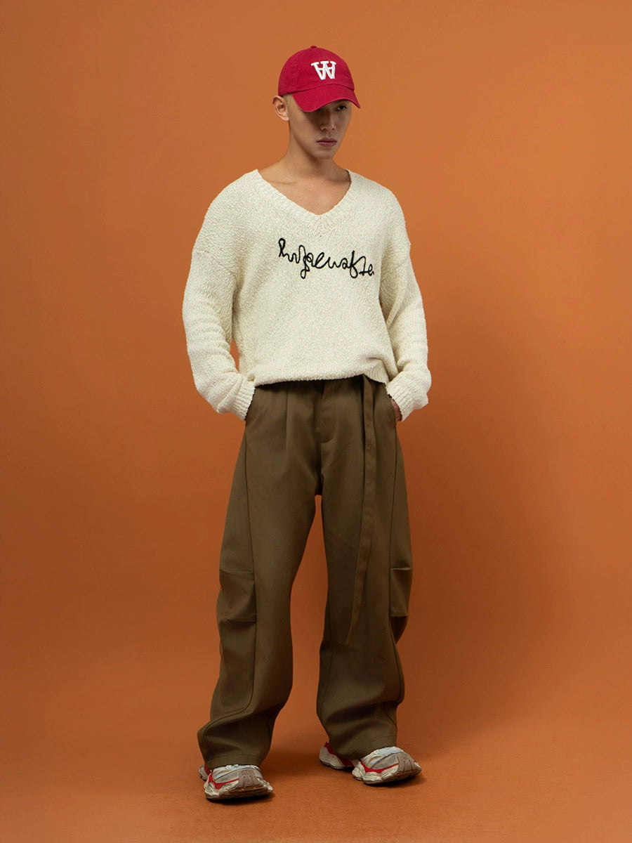 Loose Fit V-Neck Pullover Knit Sweater