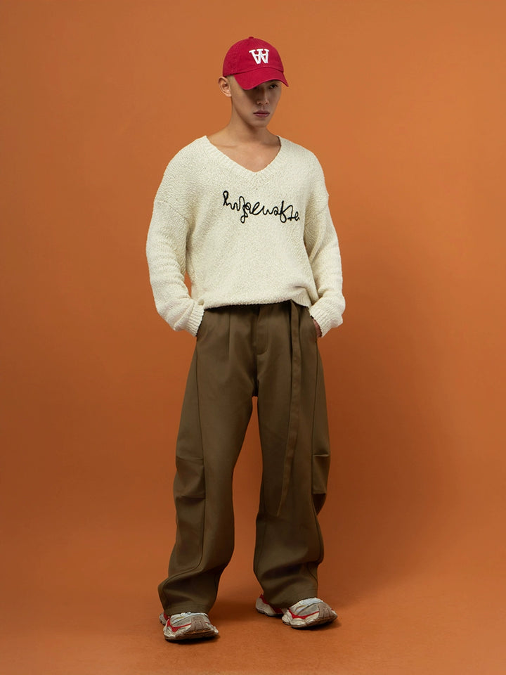 Loose Fit V-Neck Pullover Knit Sweater