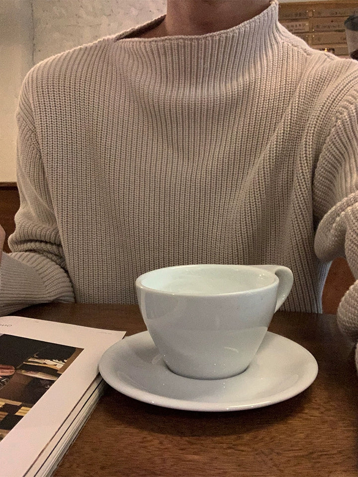 Oblique Shoulder Loose Knit Sweater