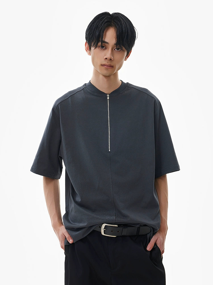 Half-Zip Boxy Short Sleeve T-shirt