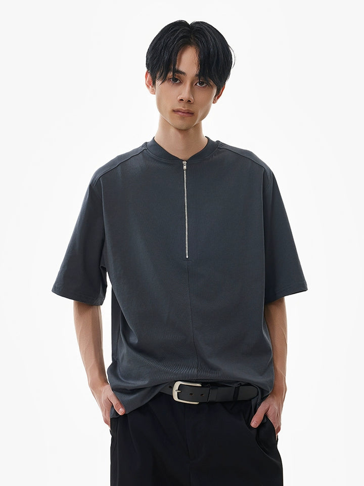 Half-Zip Boxy Short Sleeve T-shirt