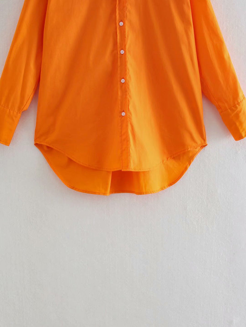 Retro Loose Fit Long Sleeve Poplin Shirt