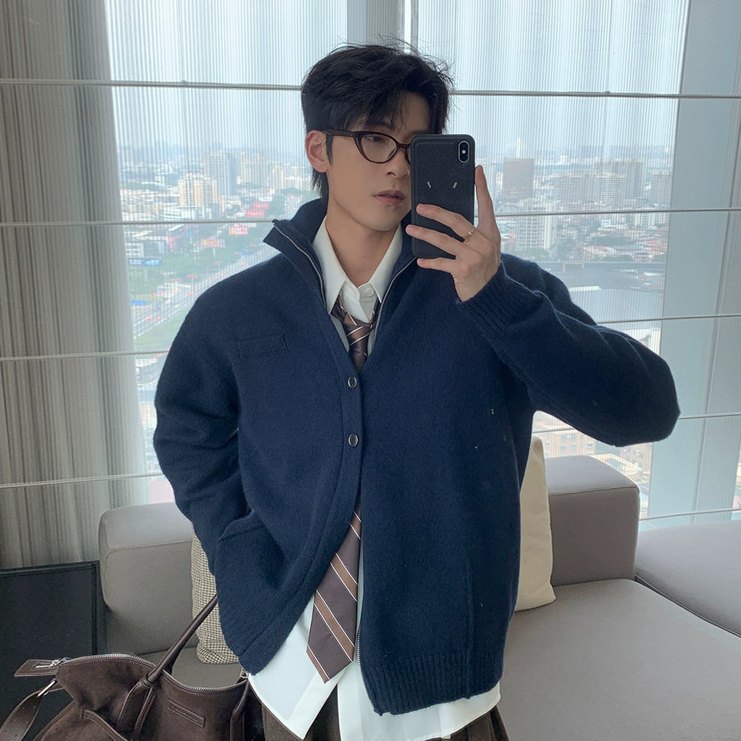 Gebreide cardigan trui met knoopsluiting