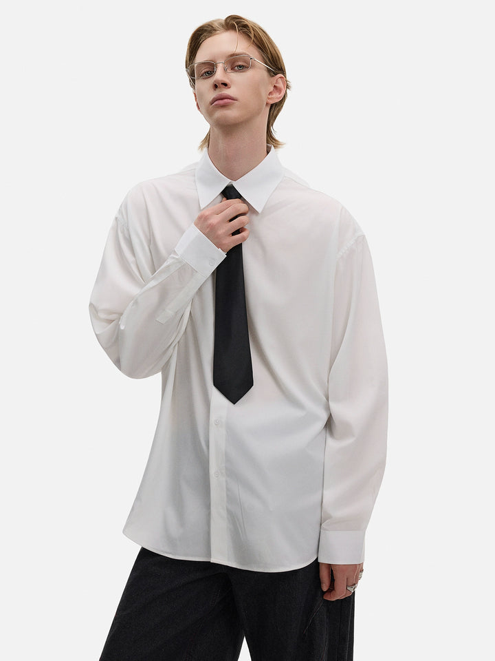 Langærmet afslappet knap-up skjorte