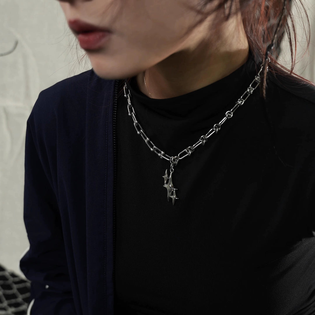 Four-Pointed Star Pendant Chain Necklace