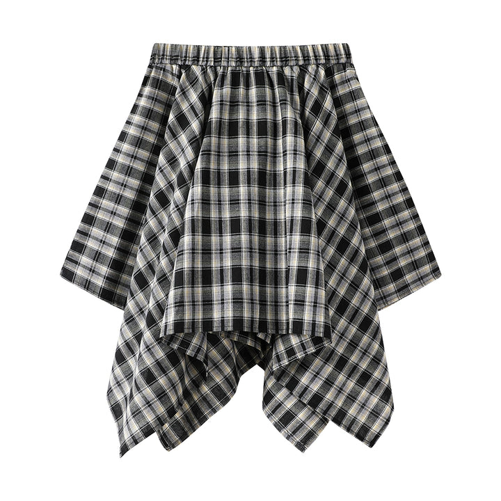 Plaid Asymmetric Skirt