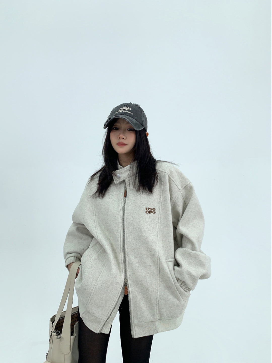 Stand Collar Woolen Jacket