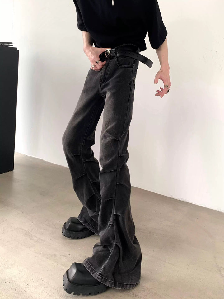 Slim Fit Denim Flared Trousers