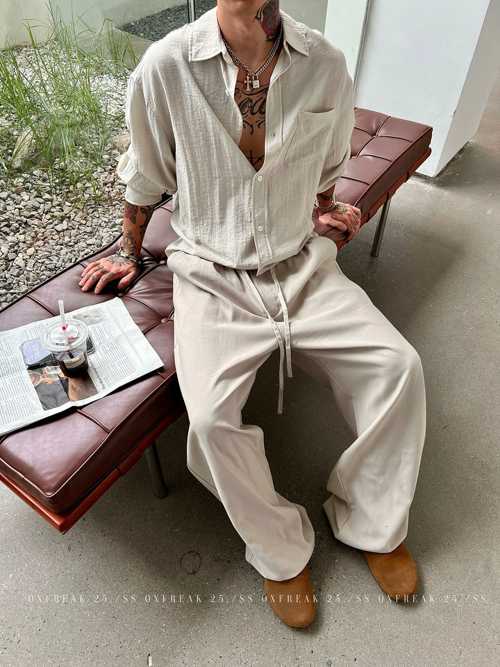 Linen Blend Loose Wide Leg Pants