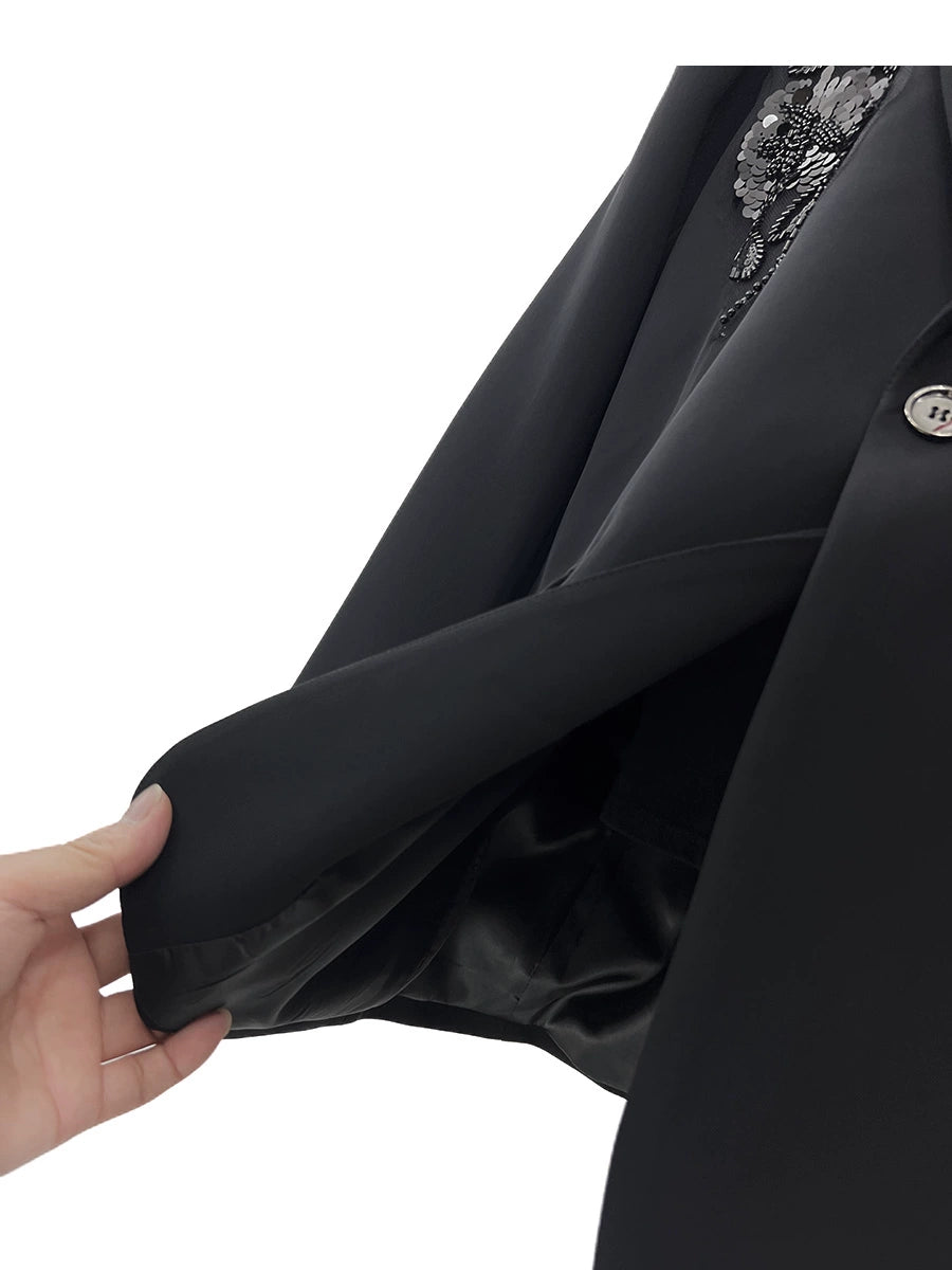 Sequin Embroidery Loose Shoulder Pad Suit