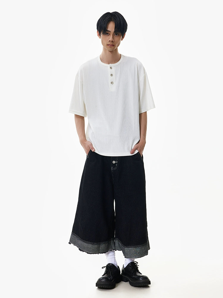 Henley Collar Short Sleeve Pullover