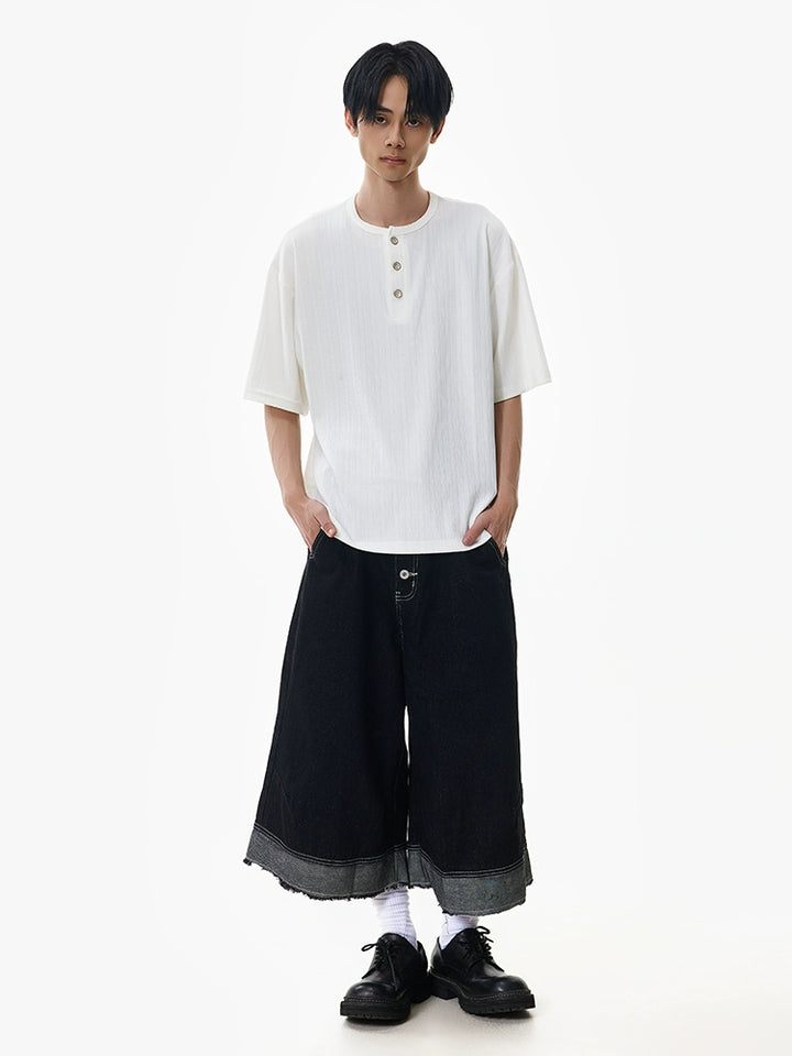 Henley Collar Short Sleeve Pullover