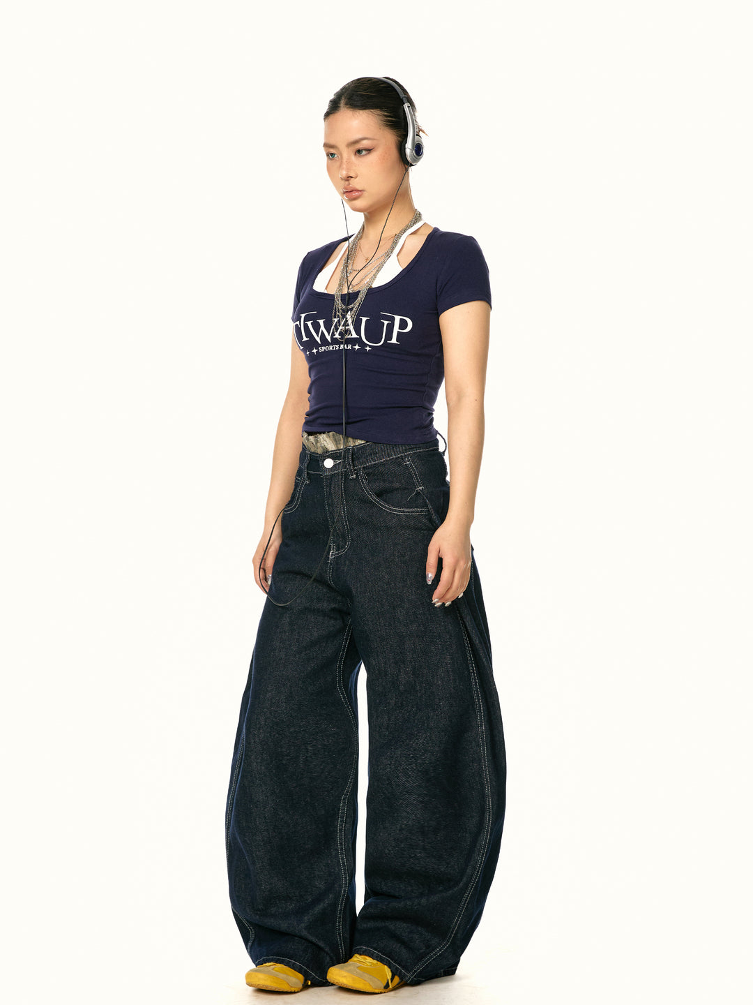 Retro Wide Leg Denim Pants