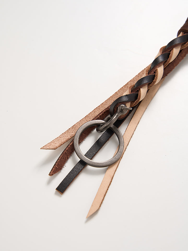 Braided Leather Belt Keychain Pants Accessory