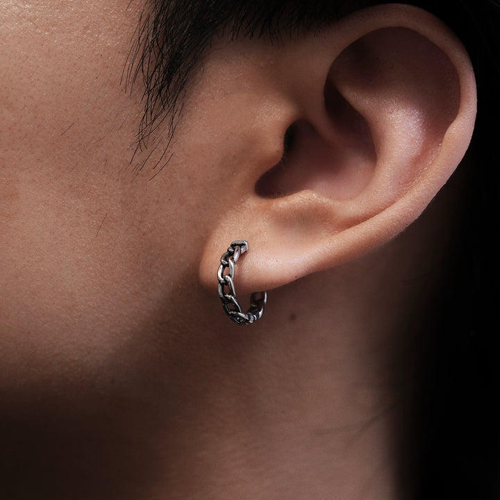 Titanium Steel Cuban Chain Hoop Earrings