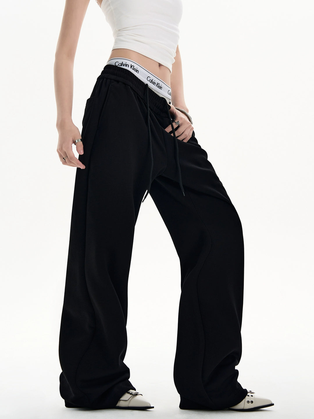 Uitlopende Sweatpants met Touwsluiting in de Taille