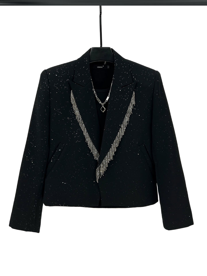 Fringe Detail Jacket and Flared Pants