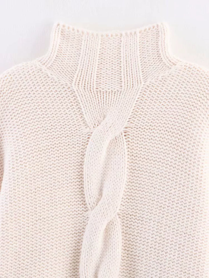 Στριμμένος Πλεκτός Σακάκι με Υψηλό Γιακά και Μακριά Μανίκια