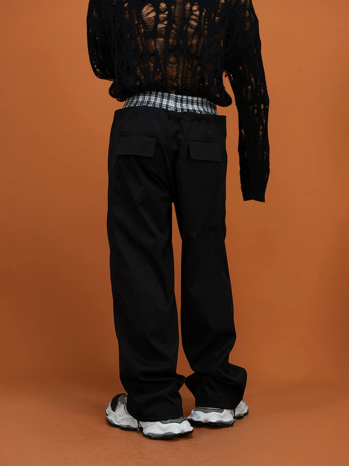 Double Layer Elastic Waist Wide-Leg Pants