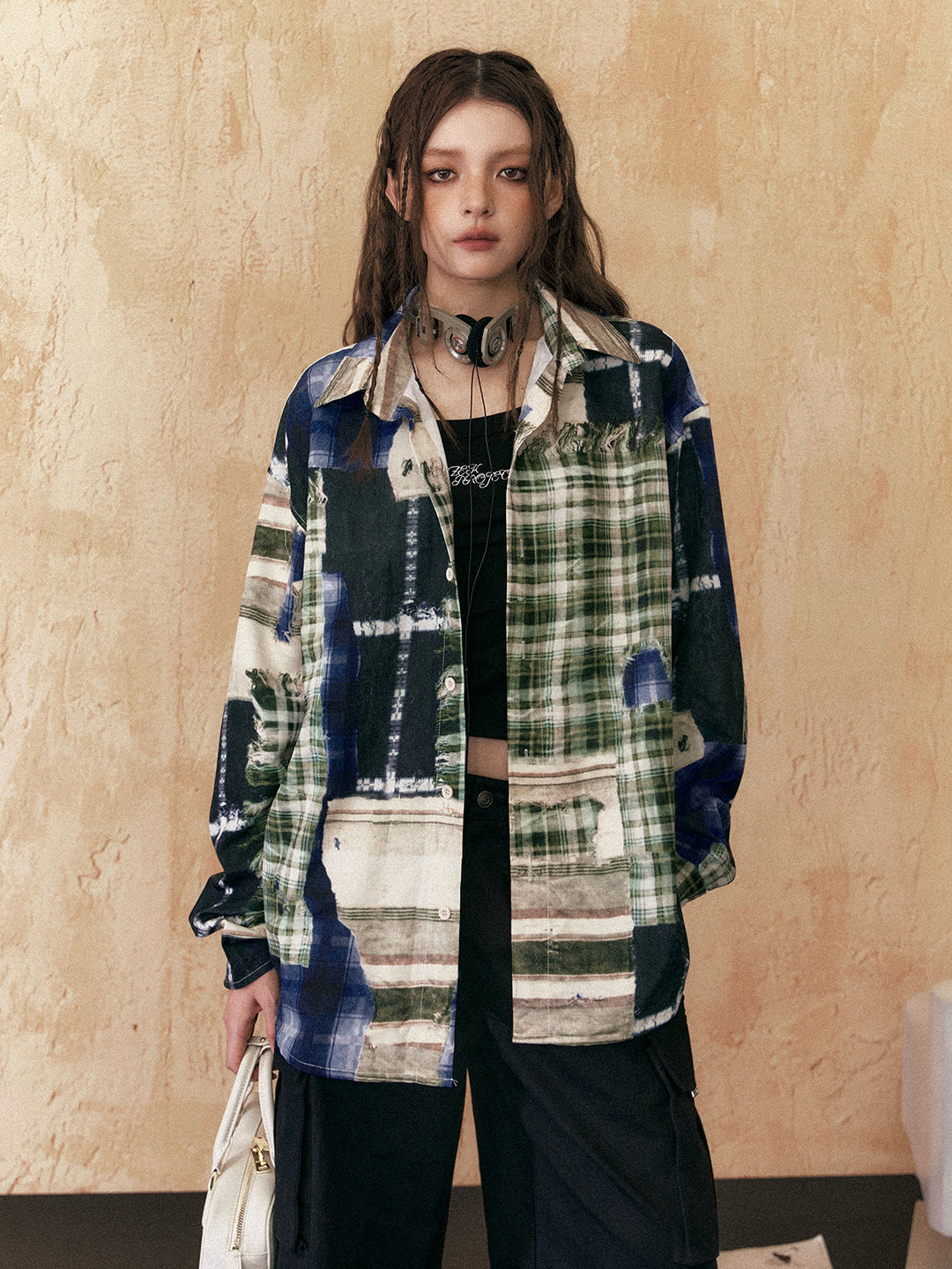 Camicetta a maniche corte in design giapponese loose