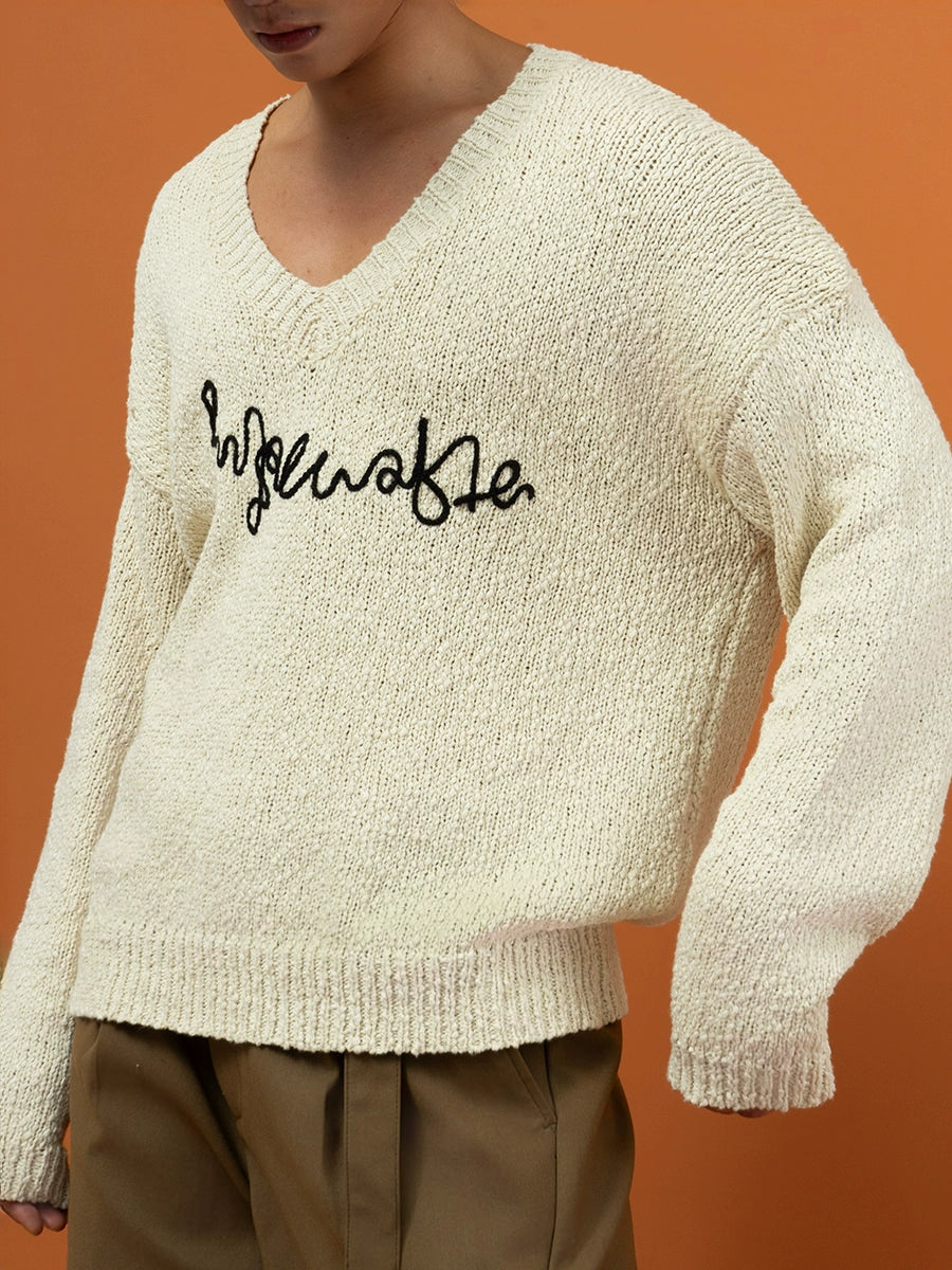 Loose Fit V-Neck Pullover Knit Sweater