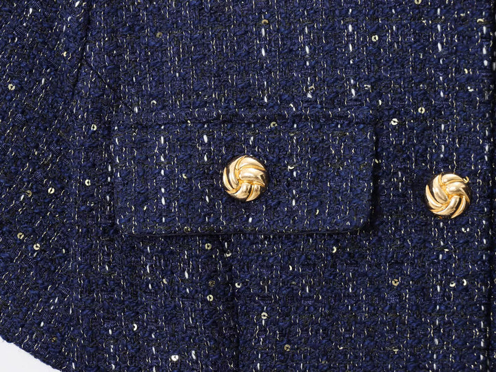 짧은 소매 트위드 가디건 재킷