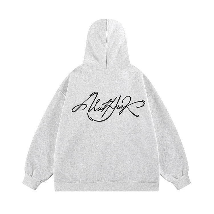 Brevtryckad huva pullover sweatshirt