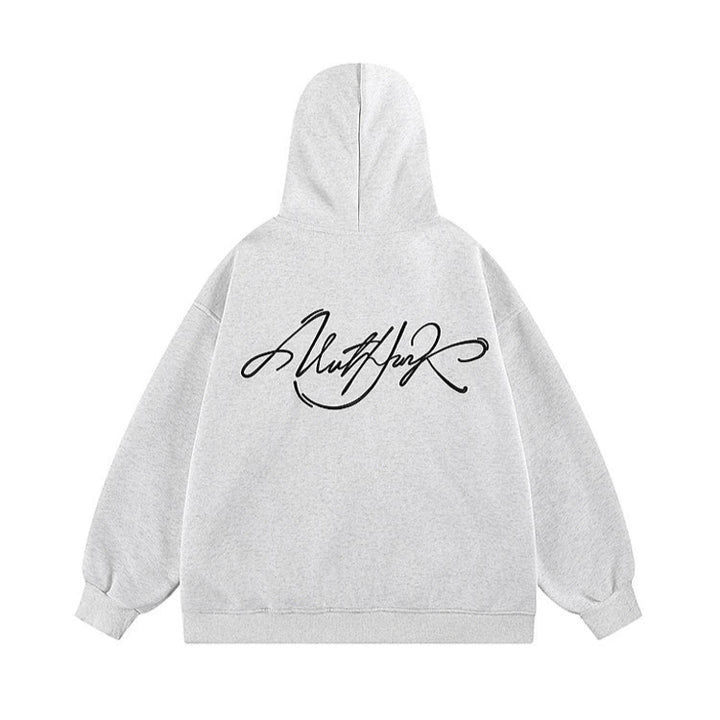 Brevtryckad huva pullover sweatshirt