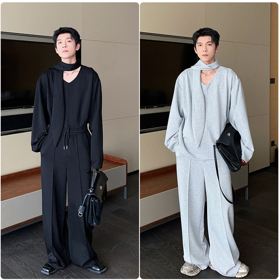 V-Neck Casual Sweatshirt and Pants