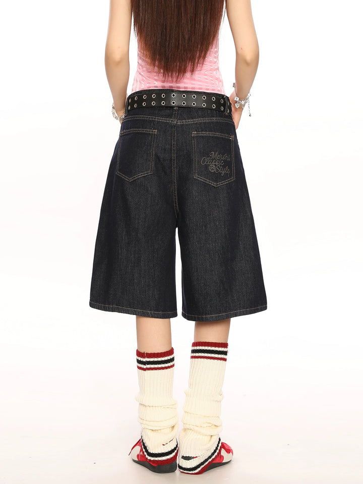Verstoorde Wijde Cropped Denim Broek