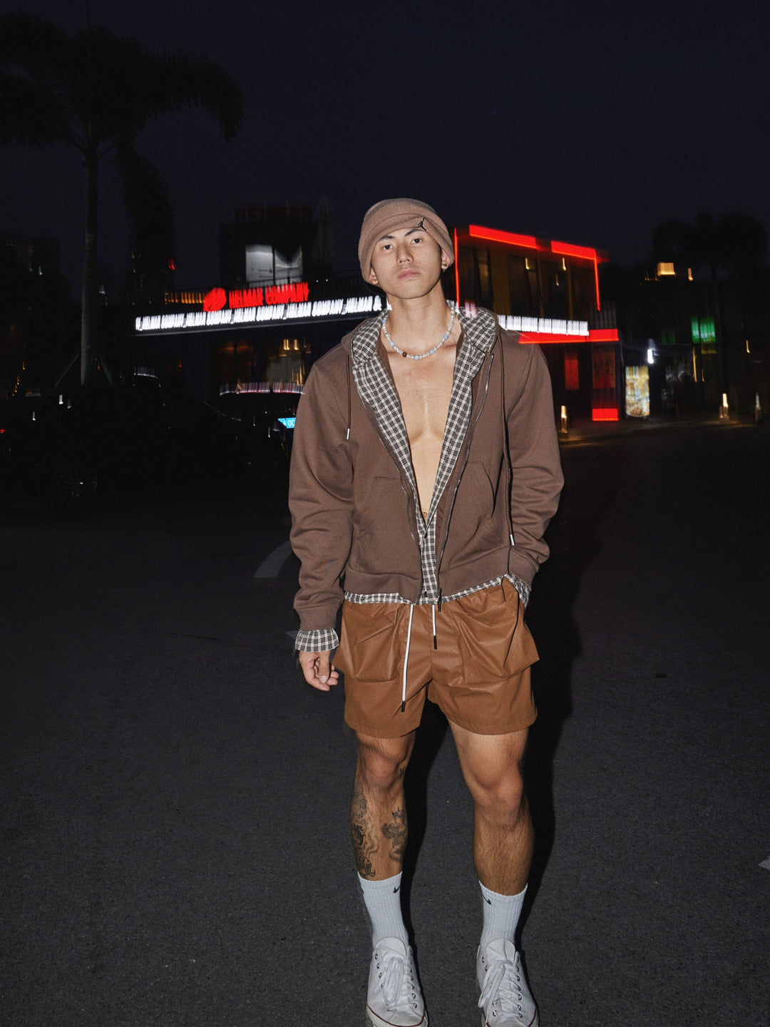 Layered Stitching Hooded Sweatshirt
