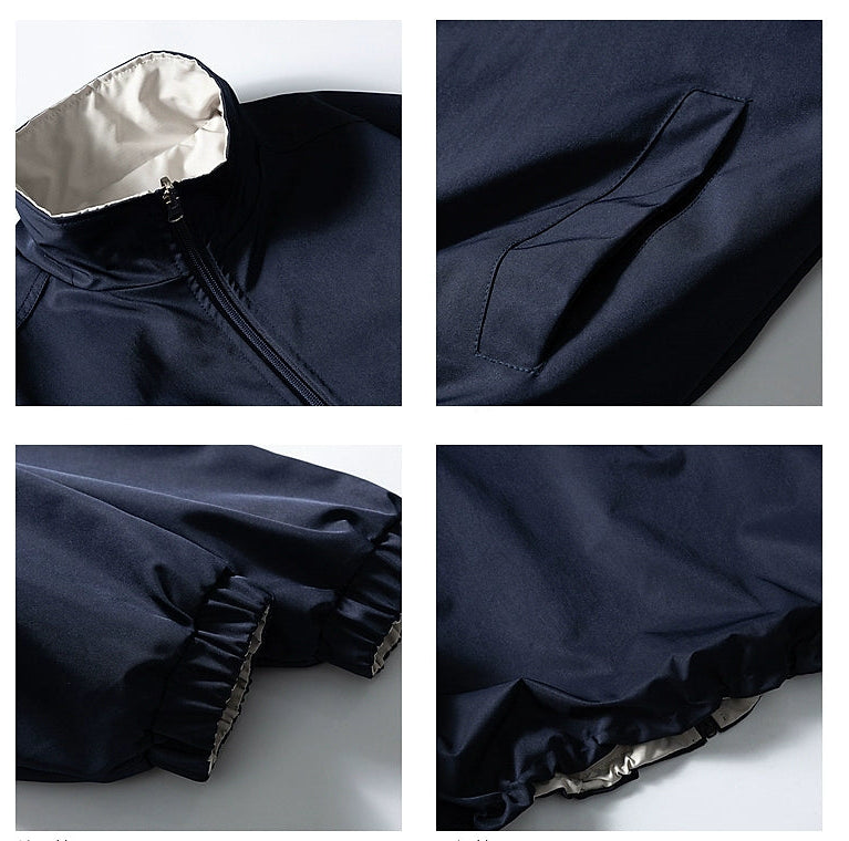 Chaqueta de trabajo retro con cuello de pie reversible