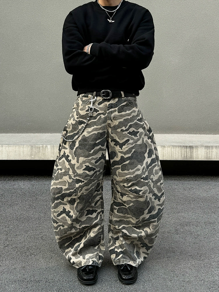 Baggy camouflage casual rechte broek