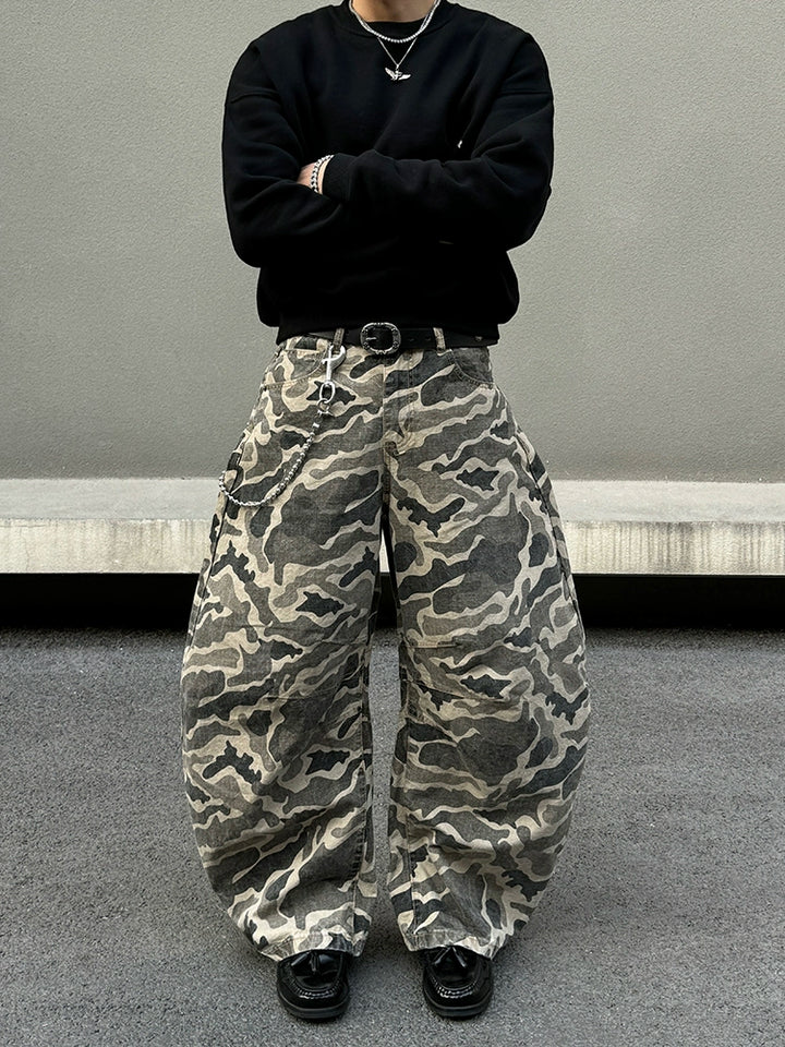 Baggy camouflage casual rechte broek